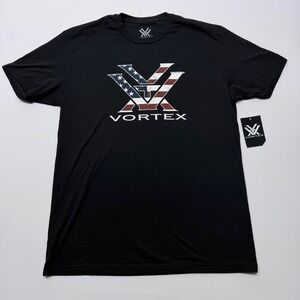 Vortex Optics Mens Black Distressed American Flag Logo Graphic T-Shirt Large NEW